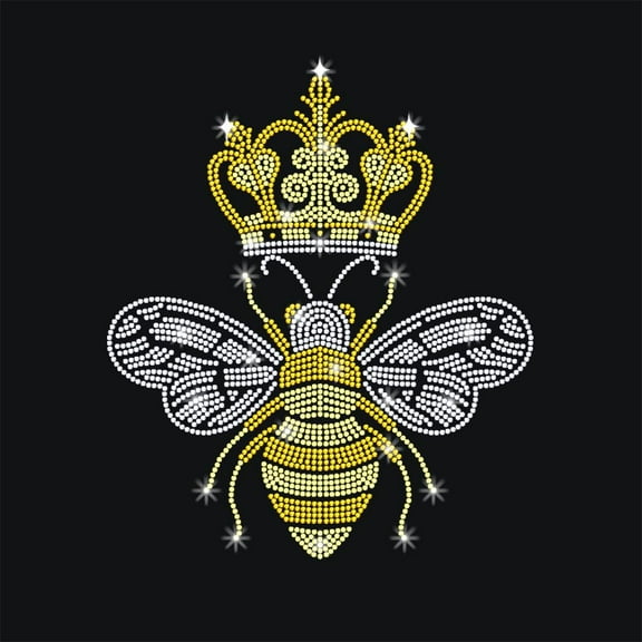 Crowns Bees Iron on Rhinestones Transfer 11.7x8.3 Inch Heat Transfer Decal Bling Crystal Decals Heat Transfer for T-Shirt Clothing