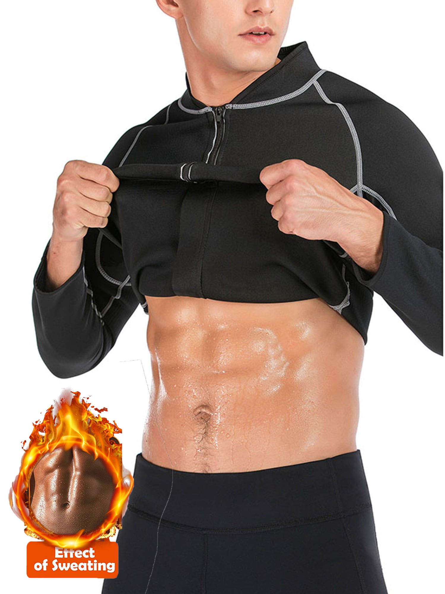 Men Exercise Sweat Hot Dress Shirt Sauna Suit Neoprene Slimming Fitness Jacket