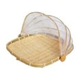 thumbnail image 2 of FURNIX Bamboo Woven Food Basket,Mesh-Covered Picnic Tent,Food Serving-Display Basket,Dust-Bug Proof Container,Lightweight Carry Basket,Restaurant-Home Use Basket,Ventilated Food Guard 28Cm, 2 of 2