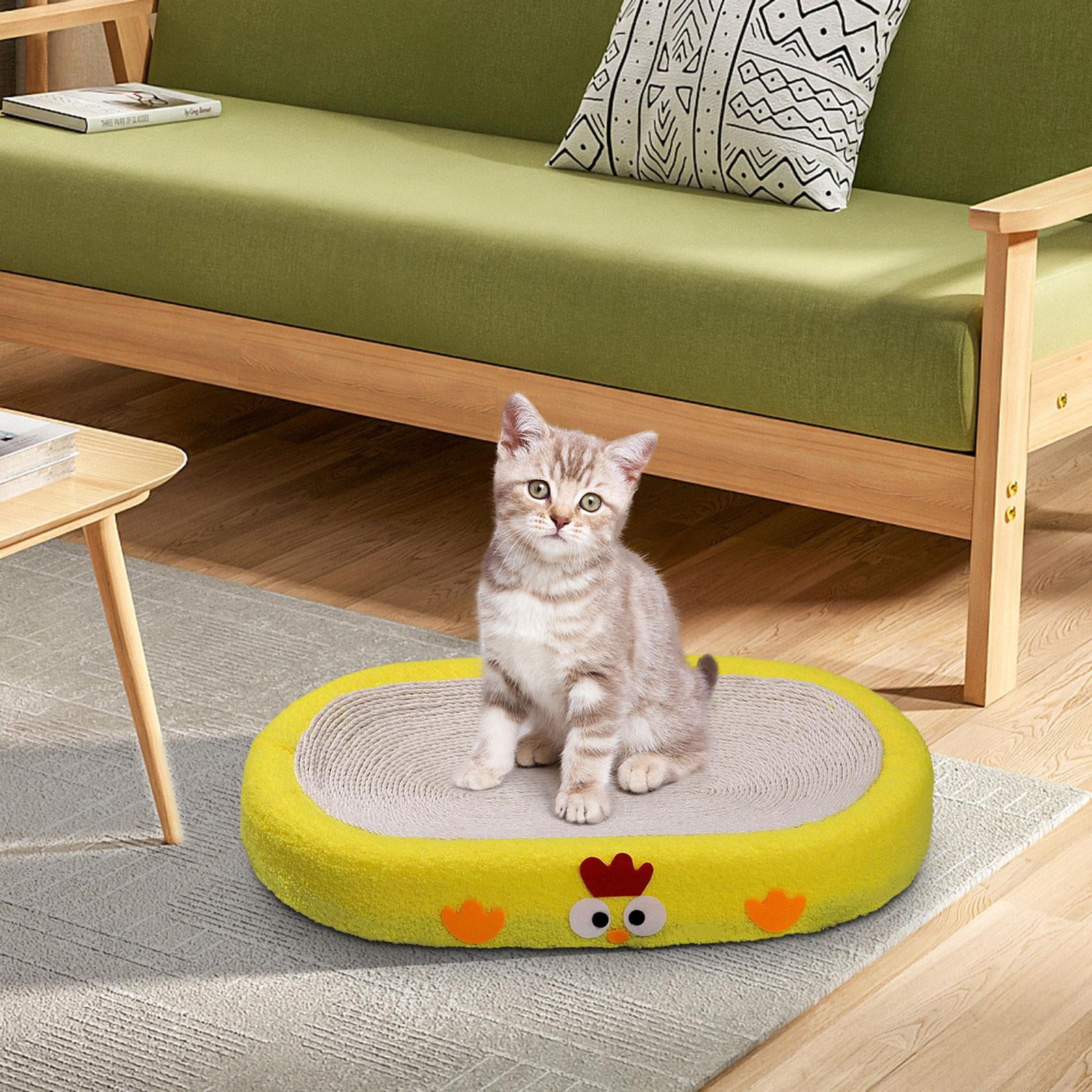 DOLITY Cat Scratch Pad Pet Gift Comfortable Durable High Dense Sisal Scratcer Board Yellow Oval