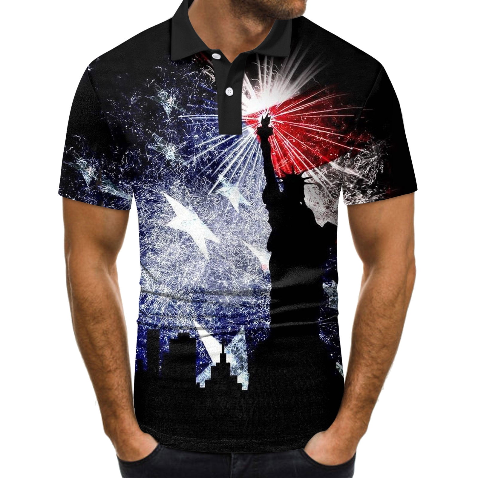 Mens Patriotic Shirts American Flag Button Down Shirts - Walmart.com
