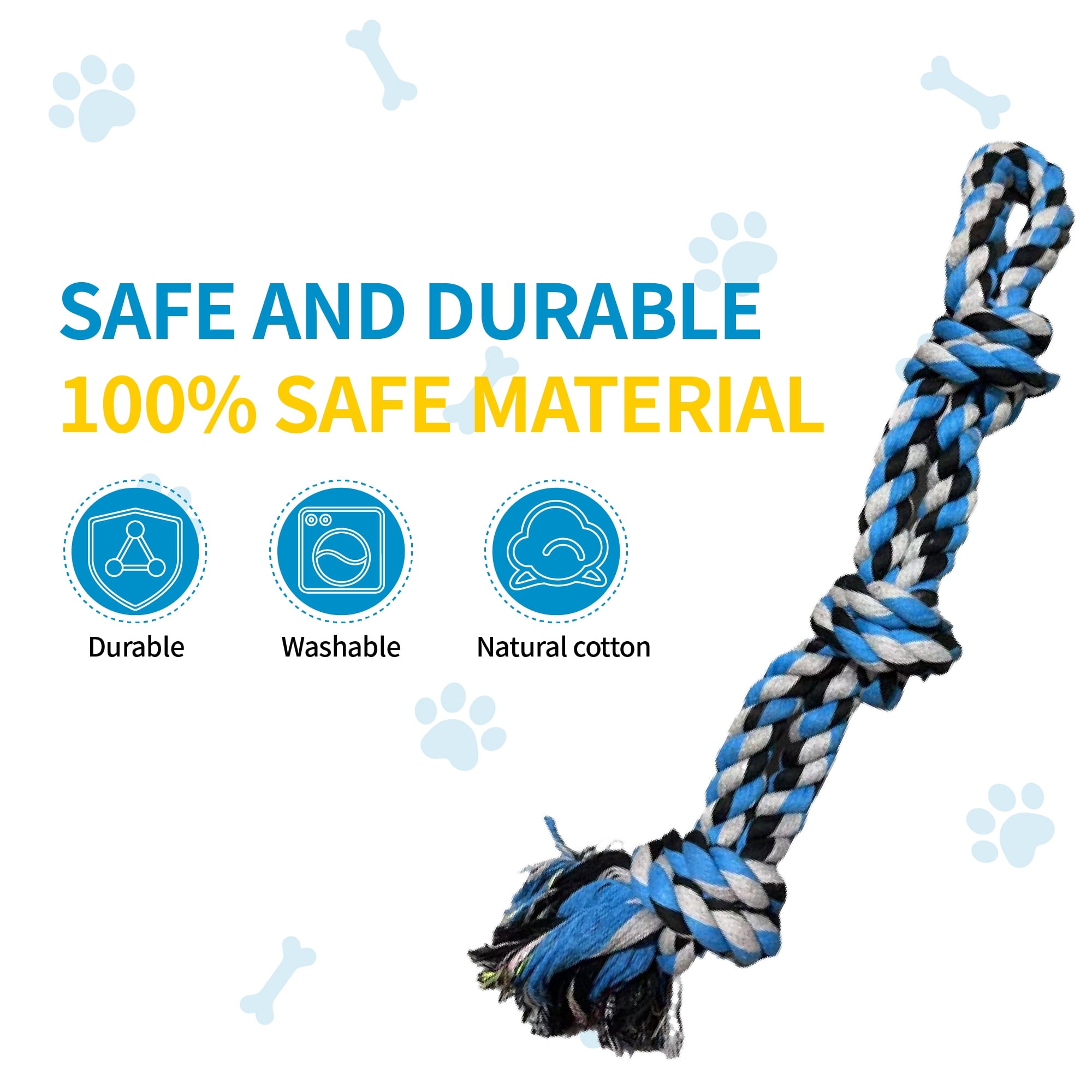 Dog Rope Toys 3-Pack for Aggressive Chewers, Tough Dental Chew & Tug of War Toy for Large Dogs