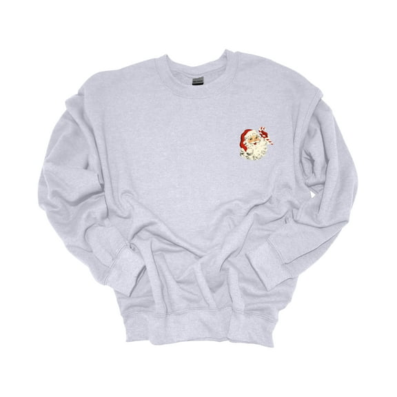 Womens Christmas Sweatshirt Santa Crest Festive Holiday Crewneck Sweatshirt-Ash Grey-large
