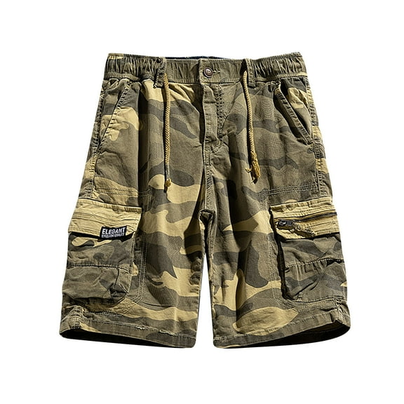 Lilgiuy Biker Shorts for Men Summer Camouflage Outdoors Casual Have Pockets Button Zipper Drawstring Sport Shorts Pants Hiking Performance Clearance
