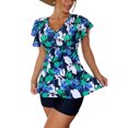 thumbnail image 1 of Traje de baño de dos piezas estampado Ticfox Tankini Verde L, 1 of 8