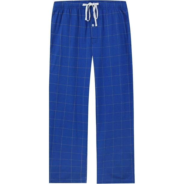 Vulcanodon Mens Plaid Sleep Pants, Cotton Pajama Pants with Pockets