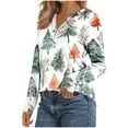 thumbnail image 7 of asdoklhq Christmas Shirts for Women Fashionable Women's Christmas Printed V-neck Long Sleeved T-shirt Casual Button Up Top Green M, 7 of 7