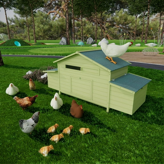 Wooden Chicken Coop, Outdoor Hen House, Poultry Cage with 2 Sides Large Nesting Boxes, 2 Free-range Doors, Poultry Cage for Outdoor Backyard