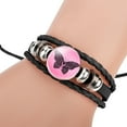 thumbnail image 3 of zttd cancer awareness cute care around the accessories handmade leather bracelet women, 3 of 3