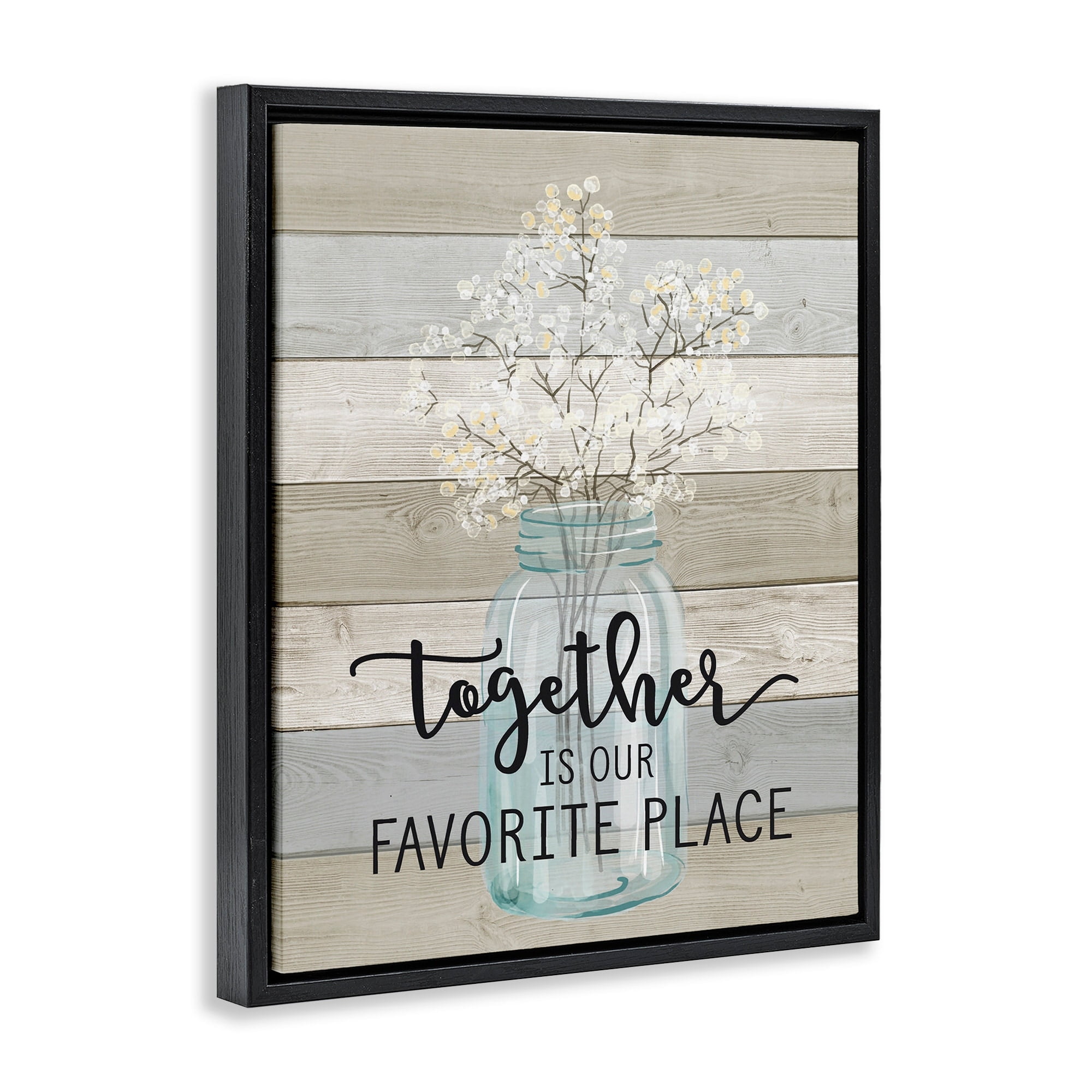 Stupell Industries Guests Feel At Home Jet Black Framed Floating Canvas Wall Art, 24x30, by Lettered and Lined