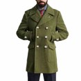 thumbnail image 2 of WREESH Fashion Winter Coat Men'S Casual Solid Color Buttons Pockets Long Sleeve Hoodless Casual Outwear Trench Coat Olive Green, 2 of 6