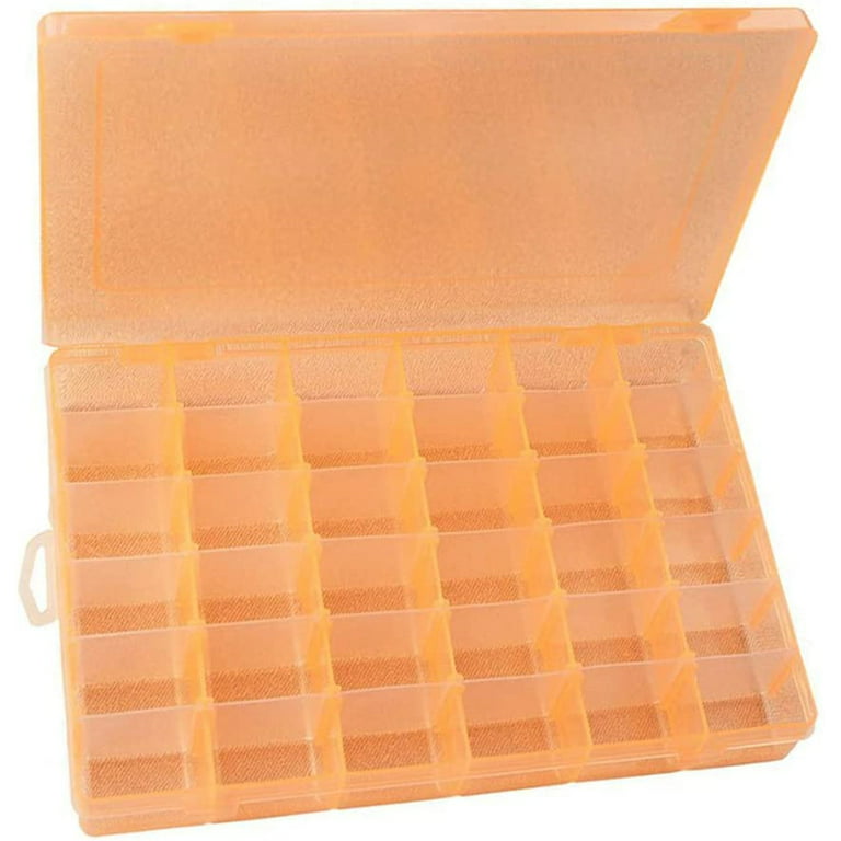 36 Grids Plastic Bead Storage Box, 10.83x6.89x1.78inch Big Large Size Clear  White Earring Organizer Jewelry Storage Boxes with Adjustable Dividers