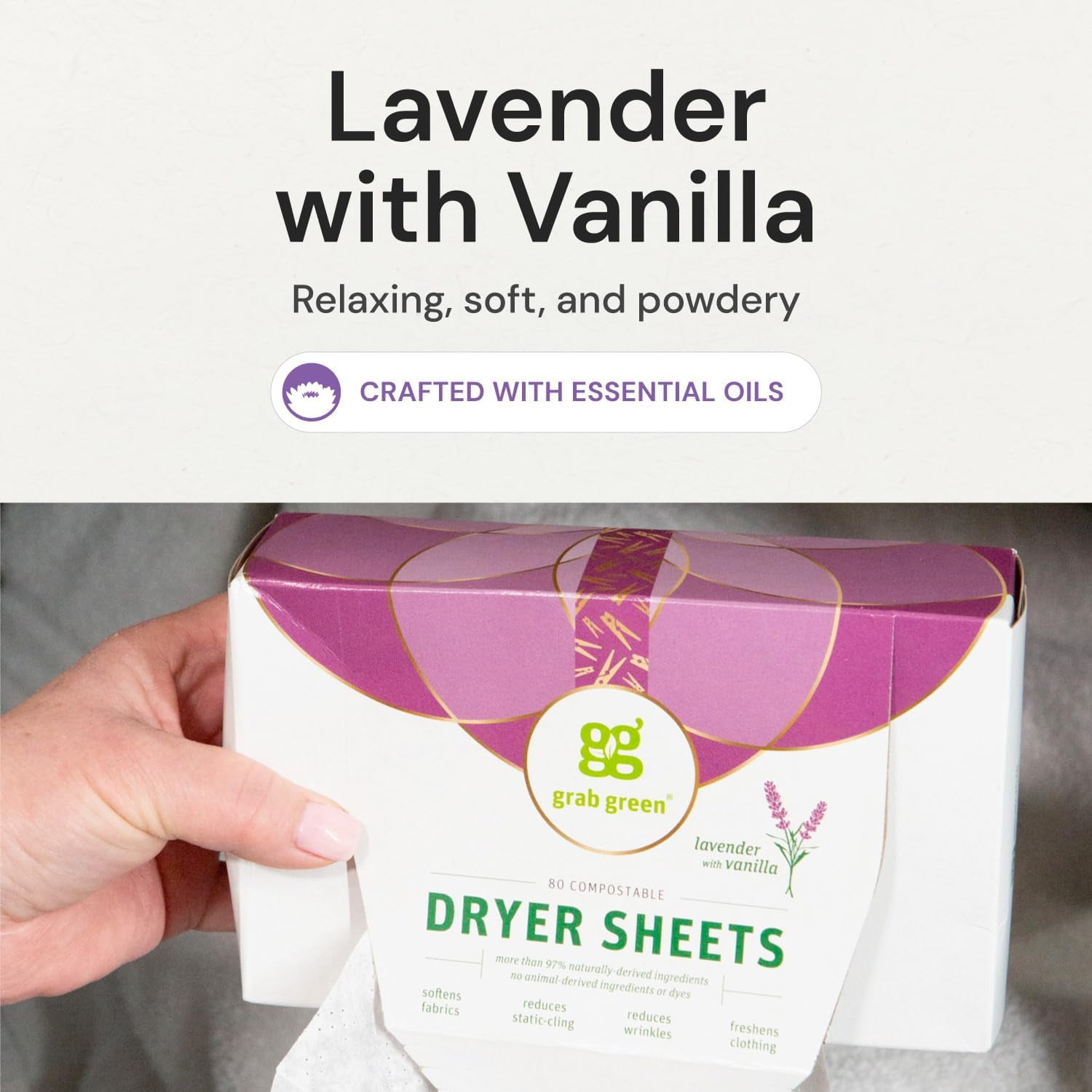 Dryer Sheets, 160 Sheets, Lavender Vanilla Scent, Plant and Mineral Based, Compostable, Softens Fabrics, Reduces Static Cling and Wrinkles