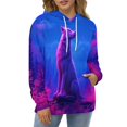 thumbnail image 4 of Wolf Under Moonlit Forest Men's Women Vintage 3D Hooded Sweatshirt - All-Season Loose Fit Streetwear, 4 of 6