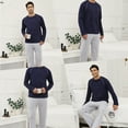 thumbnail image 5 of Men's Soft Cotton Pajama Set with Pockets - 2-Piece Breathable Long Sleeve Sleepwear & Loungewear, Drawstring Waist Comfort Fit,S, 5 of 11