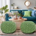 thumbnail image 7 of Macrame Braided Pouf - Knitted Cotton Cord Comfortable Round Dori Pouf - Prefilled Ottoman Footrest Bean Bag - Stuffed Boho Moroccan Accent Seating - Nursery Bedroom Dorm - 20x14 - Green, 7 of 7