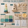 thumbnail image 3 of DIY Sea Glass Lighthouse Kit, Light Up Christmas Coastal Craft Kit, Shells & Pearl Decor, Handmade Beach Theme Holiday Ornament for Adults, Home Tabletop Decoration Gift, 3 of 9