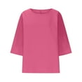 thumbnail image 5 of Otntypg Women's Oversized T Shirts Casual Short Sleeve Crewneck Loose Fit Tops Plus Size Summer Basic Solid Color Tunic Tee Dressy Blouses Hot Pink L, 5 of 5