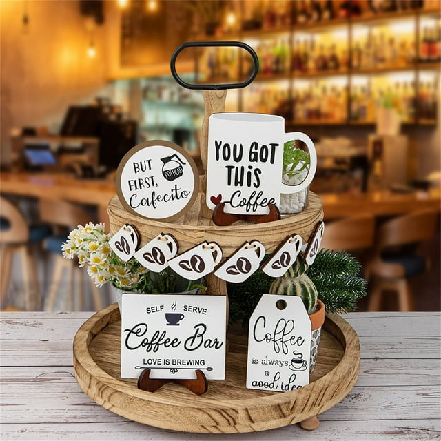 XYAIYT Rustic Wooden Ornament Set for Coffee Table Fireplace or Office Includes Mini Decorative Signs Suit for Home Decor Gift for Family Friends and Teachers Enhancing Festive Ambiance
