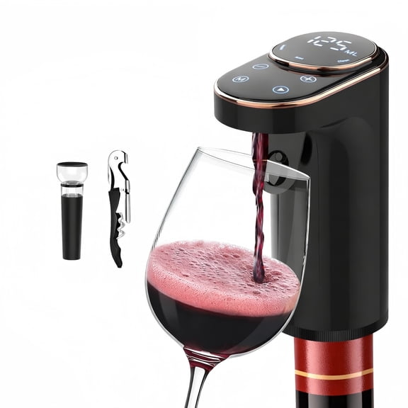 Electric Wine Aerator and Dispenser, Rechargeable Automatic Wine Pourer with LED Touch Screen and Self-Cleaning