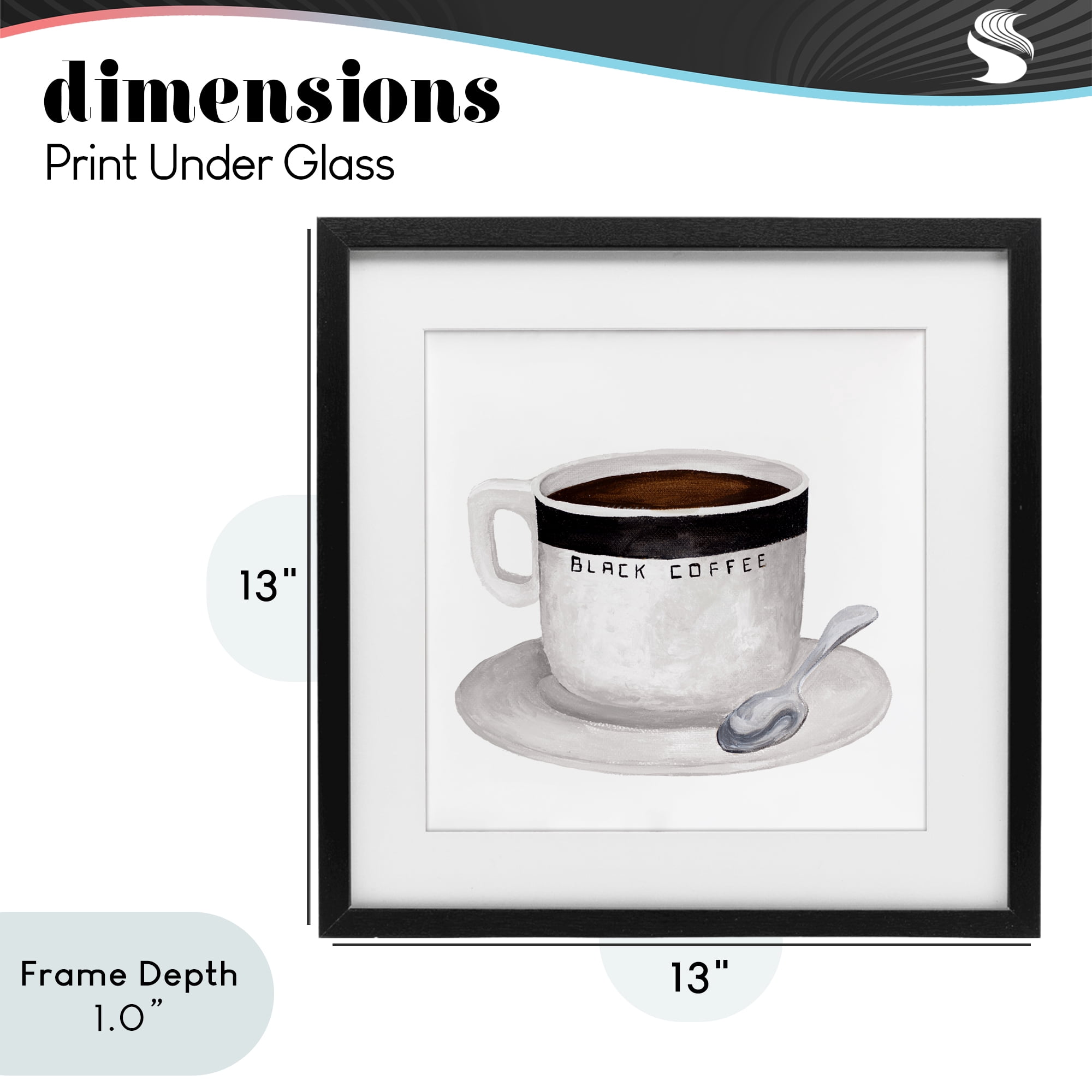 Stupell Industries Black Coffee Mug Black Framed Print Under Glass, design by Elizabeth Medley