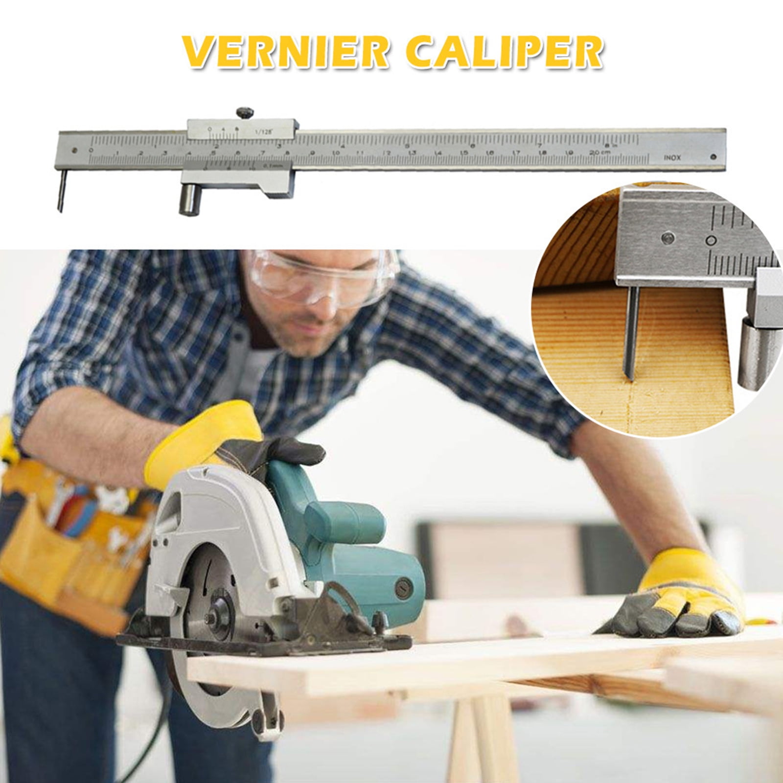 Portable High Accuracy Caliper Stainless Steel 200/300mm Scale for Technical Drawing Use