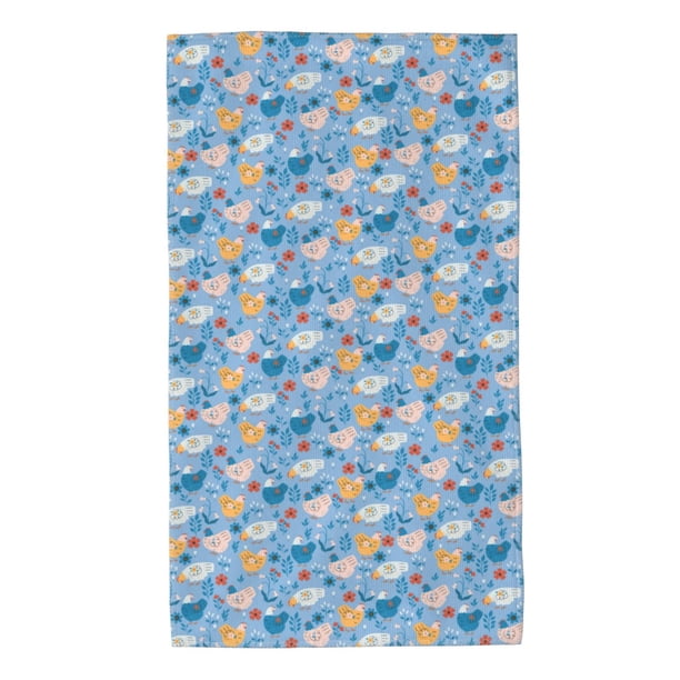 Balery Cute Chickens and Flowers Toalla de Microfibra Premium con Estampado – 27.5x16 pulgadas, Alta Absorción, Suave y Aterciopelada, Secado Rápido