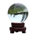 thumbnail image 1 of Bola de cristal transparente con soporte de madera, artesanías artísticas, bola decorativa de escritorio para sala de estar 120 mm, 1 of 9