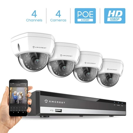 Amcrest 4CH Plug & Play H.265 6MP NVR 2MP 1080P Security