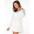 thumbnail image 4 of Celebrity Pink Women's Long Sleeve Square Neck Lace Trim Top, Sizes XS-XXXL, 4 of 6