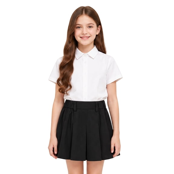 Domzest Girls Pleated Skirts A-line School Uniform Skorts with Built-in Skorts Elastic Tennis Skirt Athletic Golf Skirts Skort Casual Black 100:2-3Y