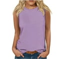 thumbnail image 2 of Summer Brilliant Plus Size Tops 3/4 Sleeve Women's Casual Solid Sleeveless Round Neck Top Blouse Purple L, 2 of 4