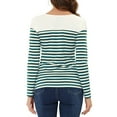thumbnail image 3 of BLUSA CHIC PARA MUJER INSPIRE A RAYAS CON BLOQUE DE COLOR DE MANGA LARGA T-SHIRT CASUAL L BLANCA AZUL, 3 of 6