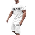 thumbnail image 2 of Los Angeles Graphic Short Sets for Men Relaxed Fit Crewneck T Shirt and Shorts 2 Piece Matching Set Mens Summer Outfits, 2 of 6