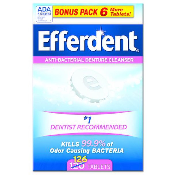 Efferdent AntiBacterial Denture Cleanser 126 Tabs by Efferdent (Pack of