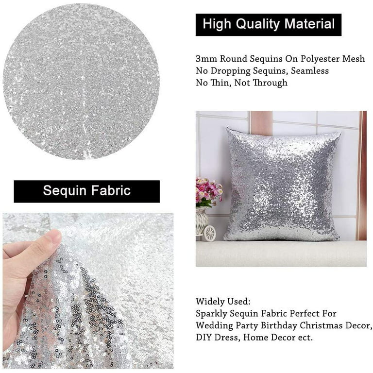 AK TRADING CO. Sparkly Glitz Sequins Beaded Fabric - by The Yard - Perfect  for Decor, Home, Clothing, Event Decor, DIY Arts & Crafts and More. -  Silver, 1 Yard 