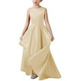 thumbnail image 2 of OGLCCG Satin Formal Dress for Girls Sleeveless A Line Quinceanera Dresses Crewneck Solid Color Flower Dresses for Wedding 5-13 Years, 2 of 3