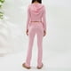thumbnail image 1 of Blusas + Pantalones Largos Y2K Knit Crop Tops + Pantalones largos 2 piezas Mujer Cremallera Sport Fitness Outfit (Rosa S) Kuymtek para Mujer Rosa T M, 1 of 6