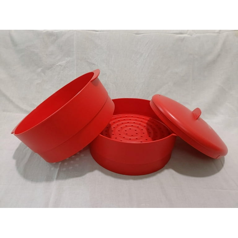 Tupperware 2 Tier Red Steamer Non-Stick Container Steam It Cooker