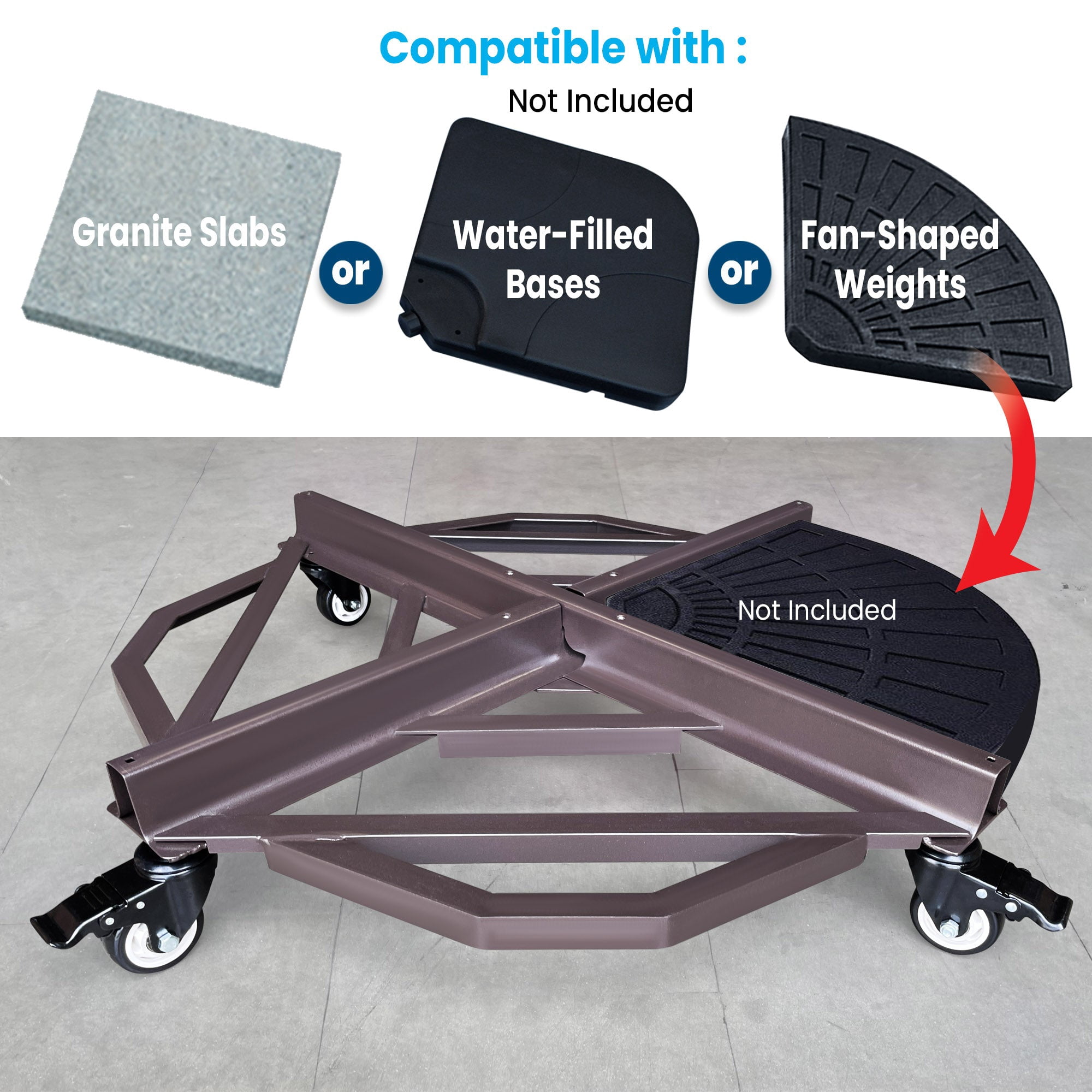 SUNRISEUMBRELLA Rolling planter umbrella Crossing base. with 5 wheels,Patio Umbrella Base for Outdoor Market Umbrella