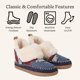 thumbnail image 3 of Dearfoams Moritz - Pantuflas peludas para mujer, para interior/exterior, Azul Marino Multi, 25 cm, 3 of 6