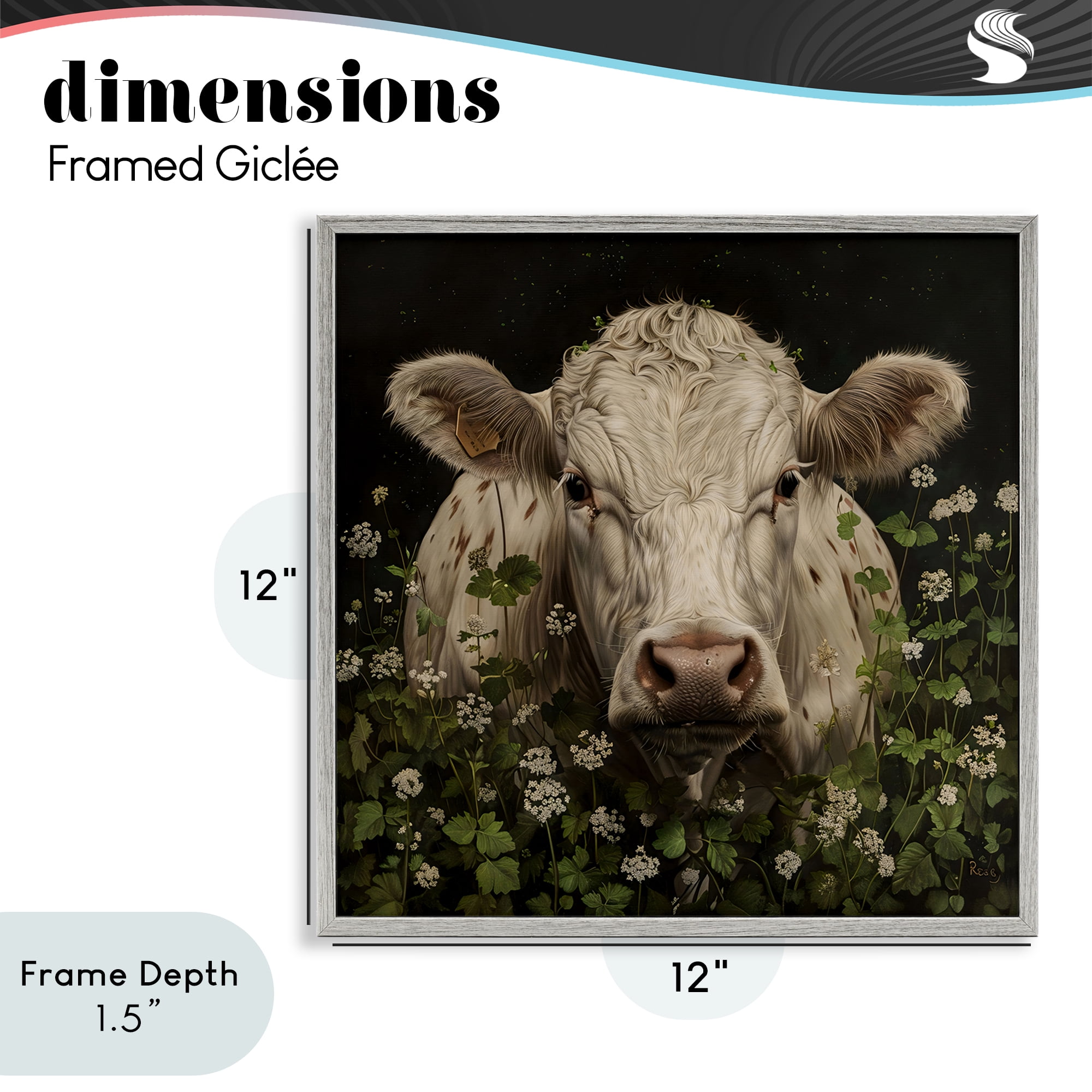 Stupell Industries Cow in the Green Meadow Gray Framed Giclee Art, design by Creative Studio