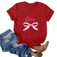 thumbnail image 5 of Ounisa Love Heart Bows Graphic Tees Cute Shirt Women Loose Fit Short Sleeve Top Valentines Shirts, 5 of 5