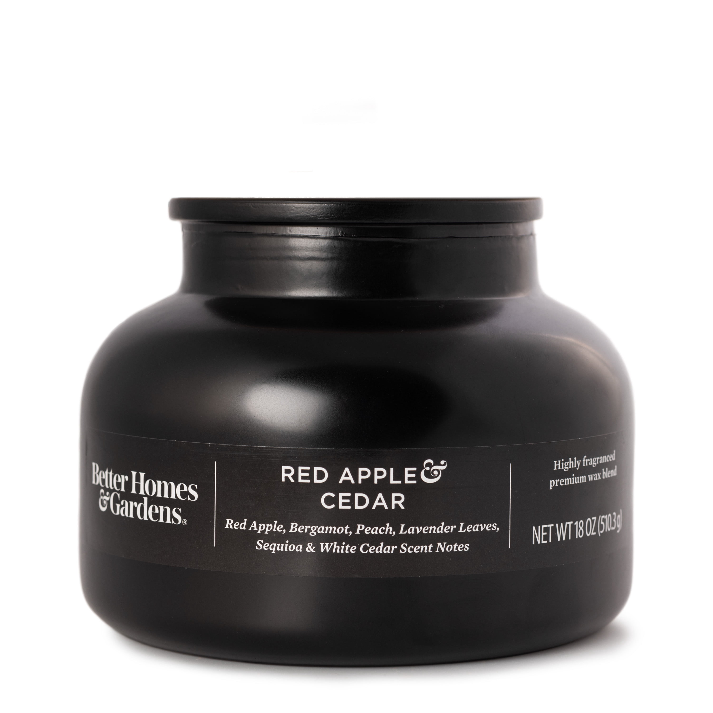 Better Homes & Gardens 18oz Red Apple & Cedar Scented Wooden Wick Bell Jar Candle