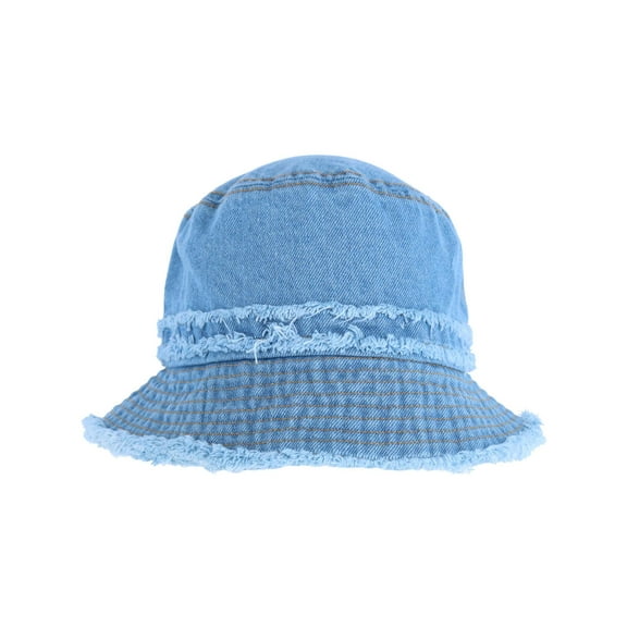 David & Young Distressed Denim Bucket Hat with Frayed Edges (Women)
