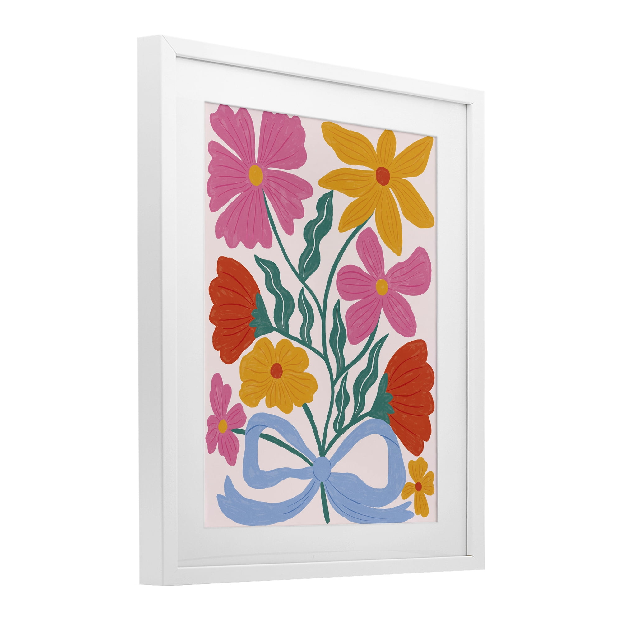 Stupell Industries Mid Century Fresh Florals White Framed Print Under Glass, design by Lisa Barlow