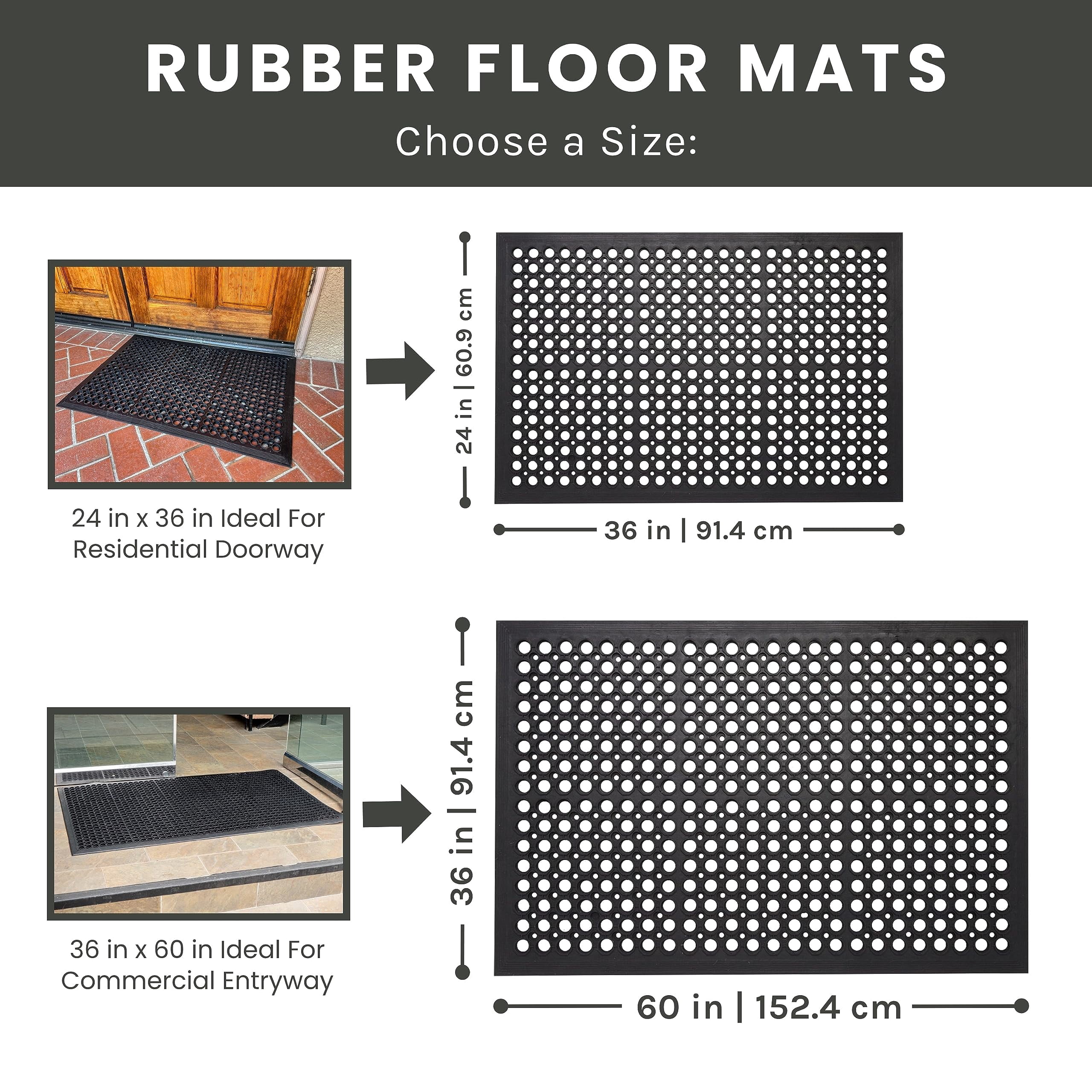 Envelor 2-Pack Anti Fatigue Rubber Floor Mat Non-Slip Restaurant Mat for Floors Bar Mat Drainage Mat Doormat Door Mat Utility Garage Floor Mat Home Mat Anti Slip Entry Mat 24 x 36 Inches