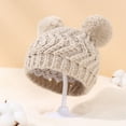 thumbnail image 2 of EnJoCho Baby Knitted Wool Hat Baby Autumn Winter Children Double Ball Pullover Hat Solid Color Warm Wool Hat For Children Toddler Kids Casual Fashion Headwear, 2 of 7
