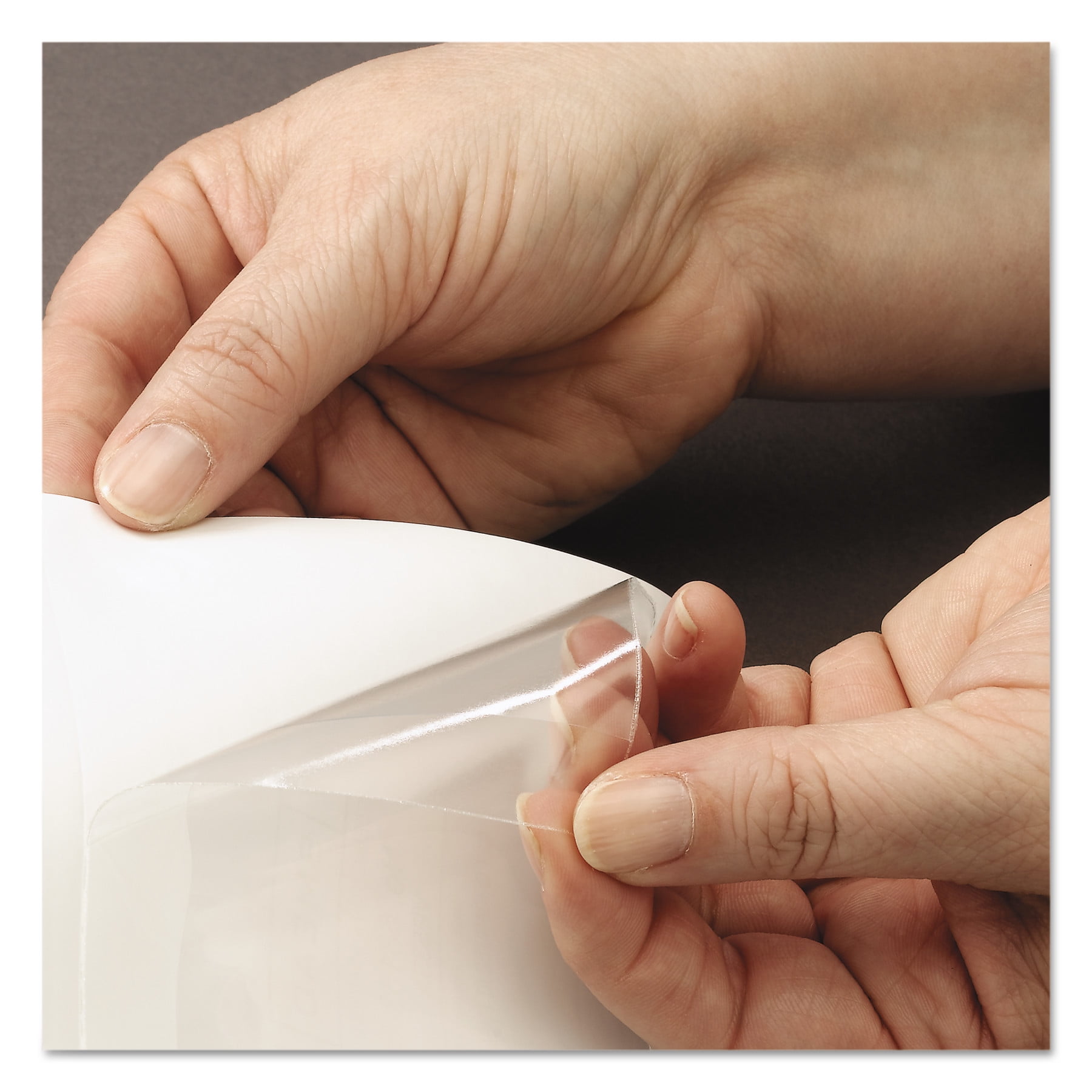 Smead Self-Adhesive Poly Pockets, Business Card Size (4-1/16"W x 3"H), Clear, 100 per Box (68123)