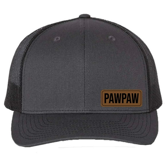 PAWPAW Vegan Leather Patch Cap, Richardson 112, Richardson Hat, Dad Hat, Dad Gift, Dad Birthday Gift, Richardson Hat, Richardson Cap, Richardson 112 (Charcoal Black)